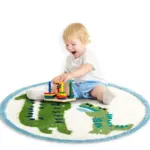 Green dinosaur rug