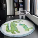 Green dinosaur rug