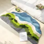 Green forest blue skies rug