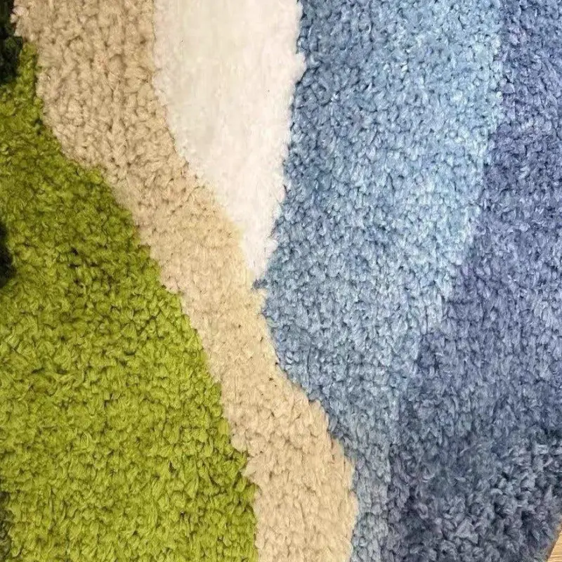 Green forest blue skies rug