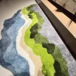 Green forest blue skies rug