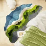 Green forest blue skies rug