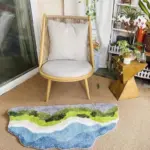 Green forest blue skies rug