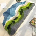 Green forest blue skies rug