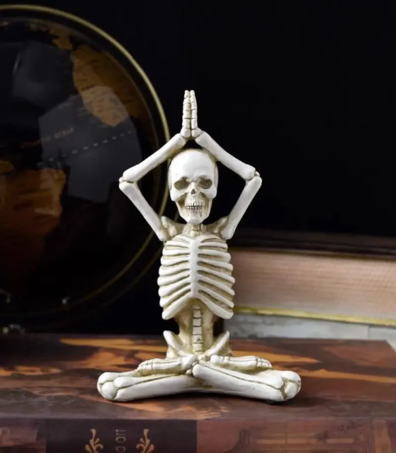 Halloween skeleton in yoga pose decor patchandbagel