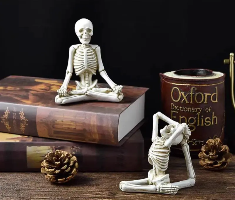 Halloween skeleton in yoga pose decor patchandbagel
