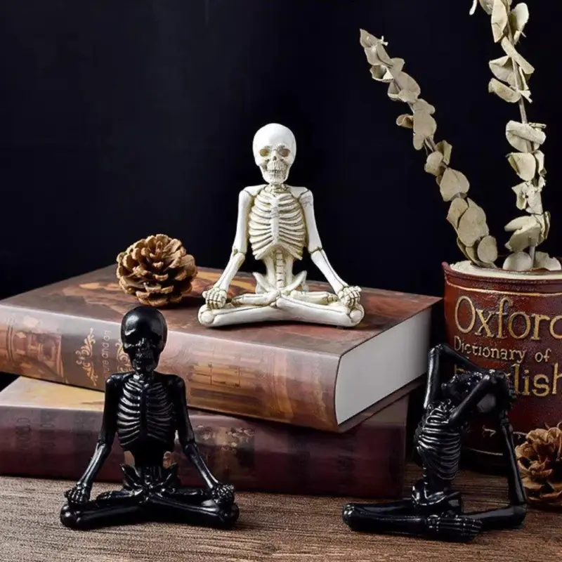 Halloween skeleton in yoga pose decor patchandbagel