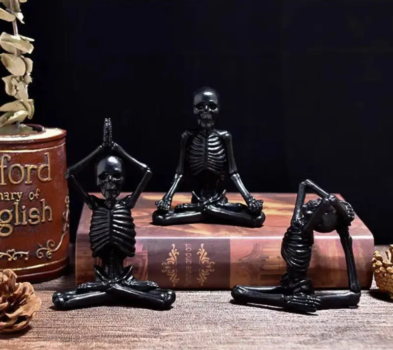 Halloween skeleton in yoga pose decor patchandbagel