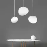 Haloglow runde glas hangeleuchte klar rauchglas minimalistisches design wohnzimmer beleuchtung xlumina4