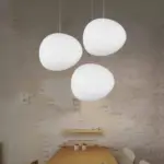 Haloglow runde glas hangeleuchte klar rauchglas minimalistisches design wohnzimmer beleuchtung xlumina5