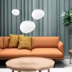 Haloglow runde glas hangeleuchte klar rauchglas minimalistisches design wohnzimmer beleuchtung xlumina6
