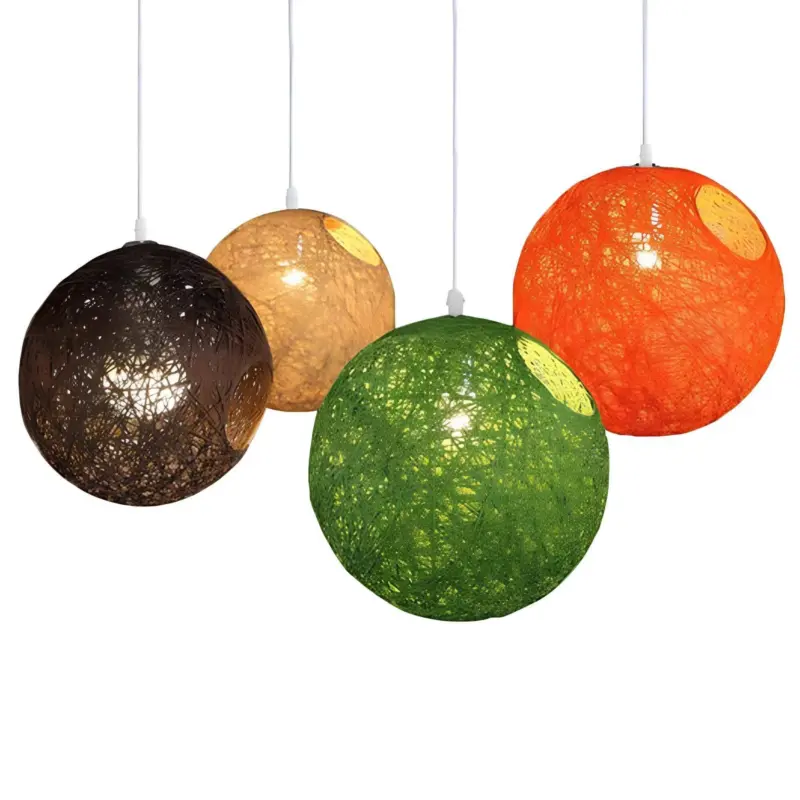 Hilde vintage wicker pendelleuchte natur braun schwarz rattan handgefertigt xlumina