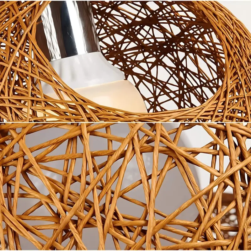 Hilde vintage wicker pendelleuchte natur braun schwarz rattan handgefertigt xlumina