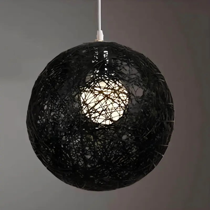 Hilde vintage wicker pendelleuchte natur braun schwarz rattan handgefertigt xlumina
