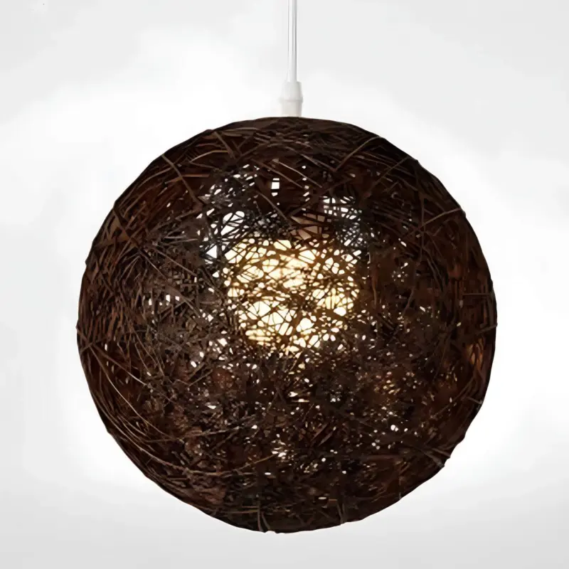 Hilde vintage wicker pendelleuchte natur braun schwarz rattan handgefertigt xlumina