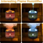 HitdVolcano Flame Air Humidifier Light Ultrasonic Essential Oil Aroma Diffuser for Home Room Fragrance Jellyfish Mist