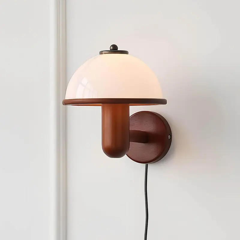 Holz pilz wandlampe naturliche beleuchtung pilzform wohnzimmer schlafzimmer kinderzimmer xlumina3