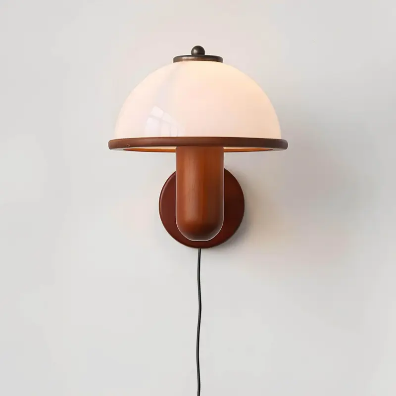 Holz pilz wandlampe naturliche beleuchtung pilzform wohnzimmer schlafzimmer kinderzimmer xlumina5