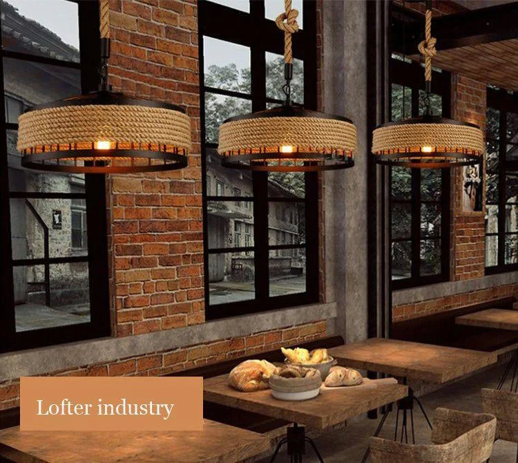 Industrial Metal Retro Vintage Rope Pendant Light 417100