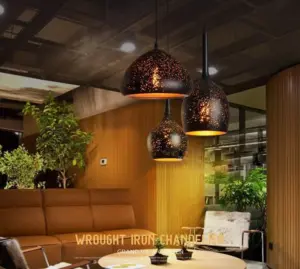 Iron Vintage Warm Loft Porous Restaurant or Home Pendant Light