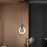 Jardioui 1 lampe 54 90 pcs noir blanc chaud lampe led suspendue circulaire en frene nordique