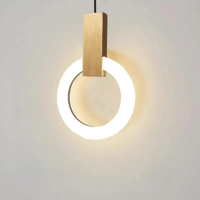 Jardioui 1 lampe 54 90 pcs or lumiere neutre lampe led suspendue circulaire en frene nordique