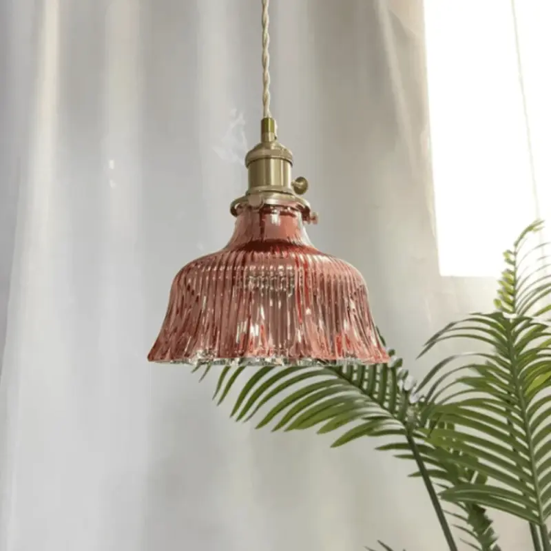 Jardioui rose suspension luminaire vintage en verre scandinave