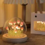 Jardioui rose veilleuse tulipe a piles