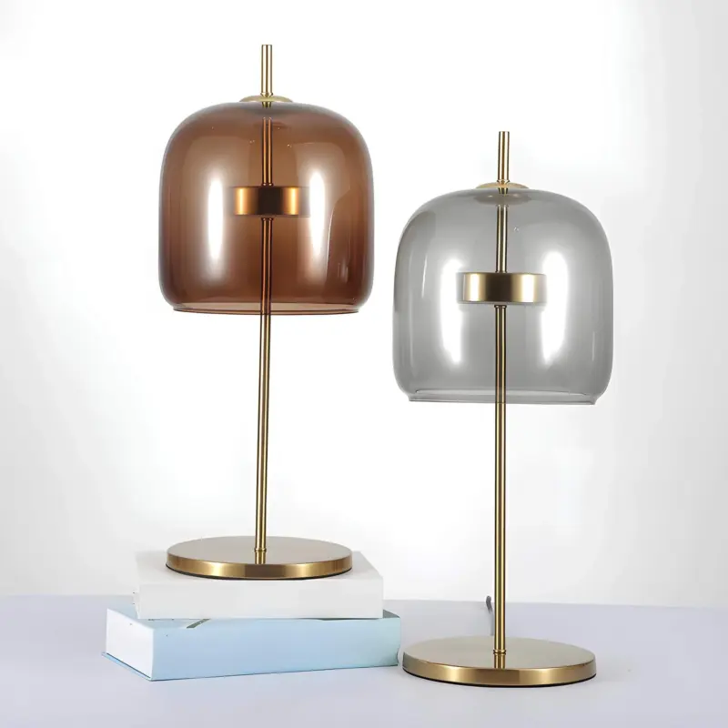 Jube glastischlampe rauchglas erdtoene schlafzimmerleuchte elegant modern xlumina5