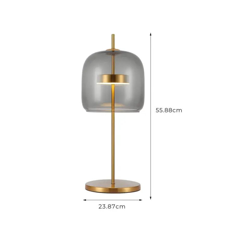 Jube glastischlampe rauchglas erdtoene schlafzimmerleuchte elegant modern xlumina8
