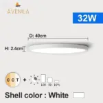 Led dimmable ceiling light 12w 18w 24w 32w 220v with 3 color adjustable