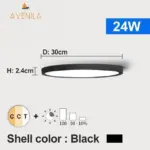 Led dimmable ceiling light 12w 18w 24w 32w 220v with 3 color adjustable