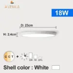 Led dimmable ceiling light 12w 18w 24w 32w 220v with 3 color adjustable