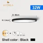 Led dimmable ceiling light 12w 18w 24w 32w 220v with 3 color adjustable
