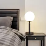 Led glas kugelTischlampe messing optik 20cm 25cm 30cm warmweiss klar rauchglas xLumina
