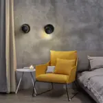 Led wall lamp 360 degree rotation adjustable bedside lights white black creative wall lamp