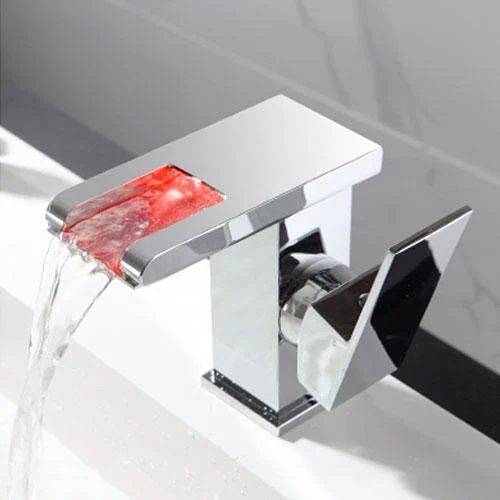 Led Waterfall Bathroom Basin Faucet Single Handle Cold Hot Water Mixer Sink Tap Rgb Color Change Powered By Water Flow 870389