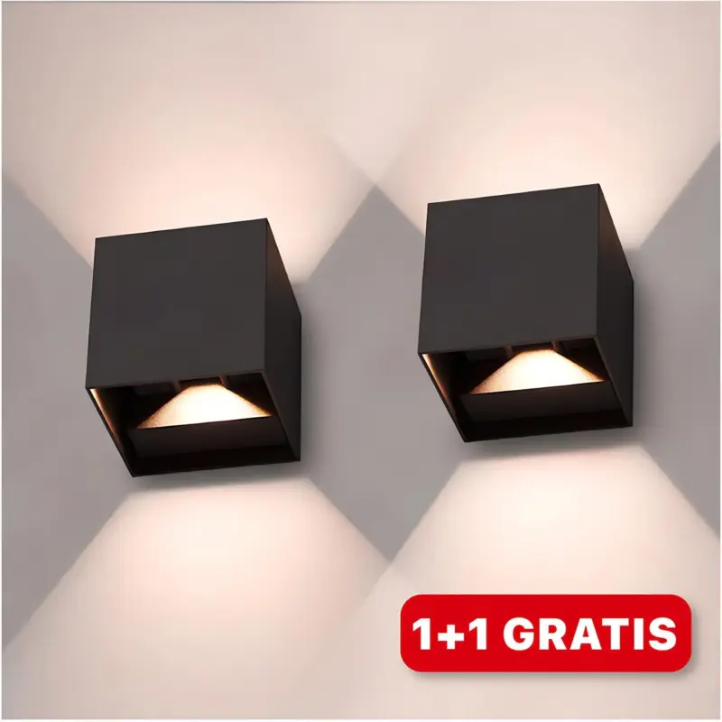 Led wuerfel wandlampe modern stilvoll 6W warmweiss aluminium energiesparend xLumina