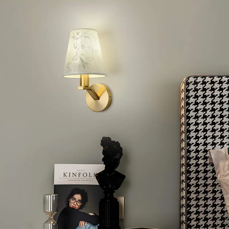 Lichtbluete moderne wandlampe stoffschirm beige weiss grau e27 xlumina