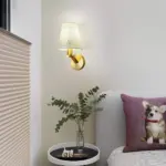 Lichtbluete moderne wandlampe stoffschirm beige weiss grau e27 xlumina2