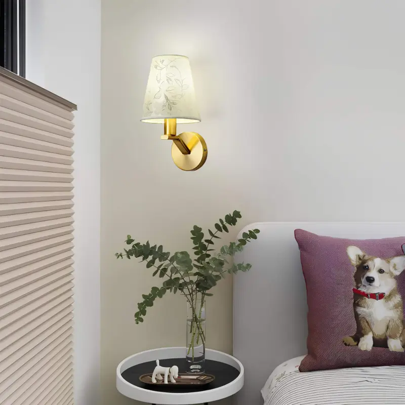 Lichtbluete moderne wandlampe stoffschirm beige weiss grau e27 xlumina2