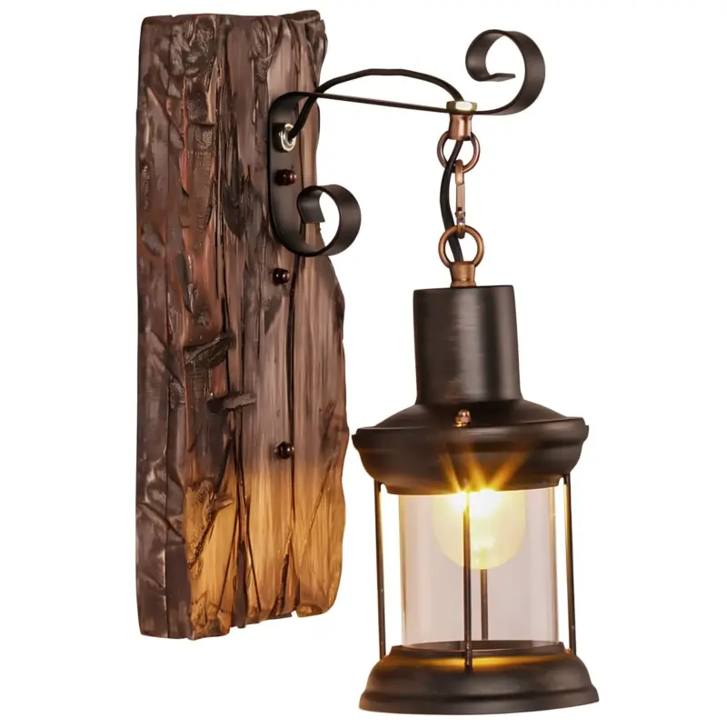 Lichtglas zylinder wandlampe holzsockel elegant transparent xLumina