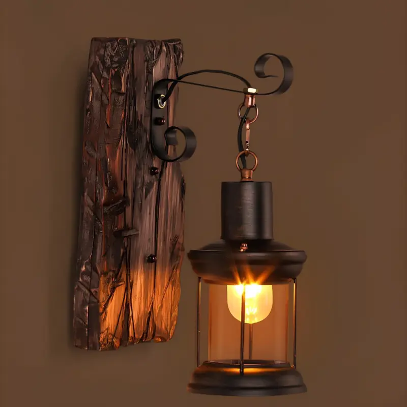 Lichtglas zylinder wandlampe holzsockel elegant transparent xLumina