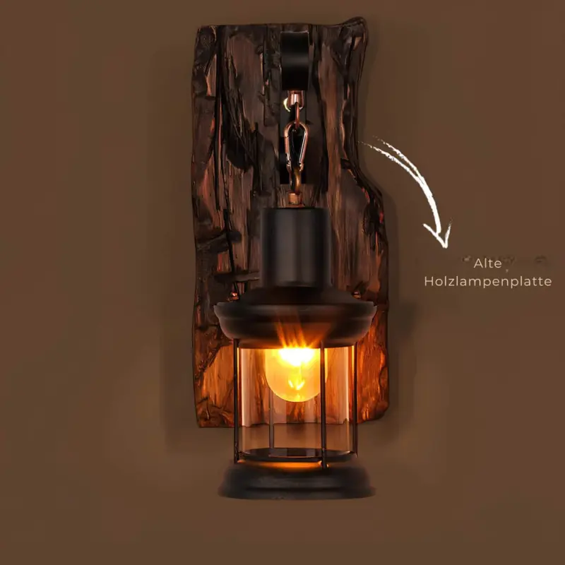 Lichtglas zylinder wandlampe holzsockel elegant transparent xLumina