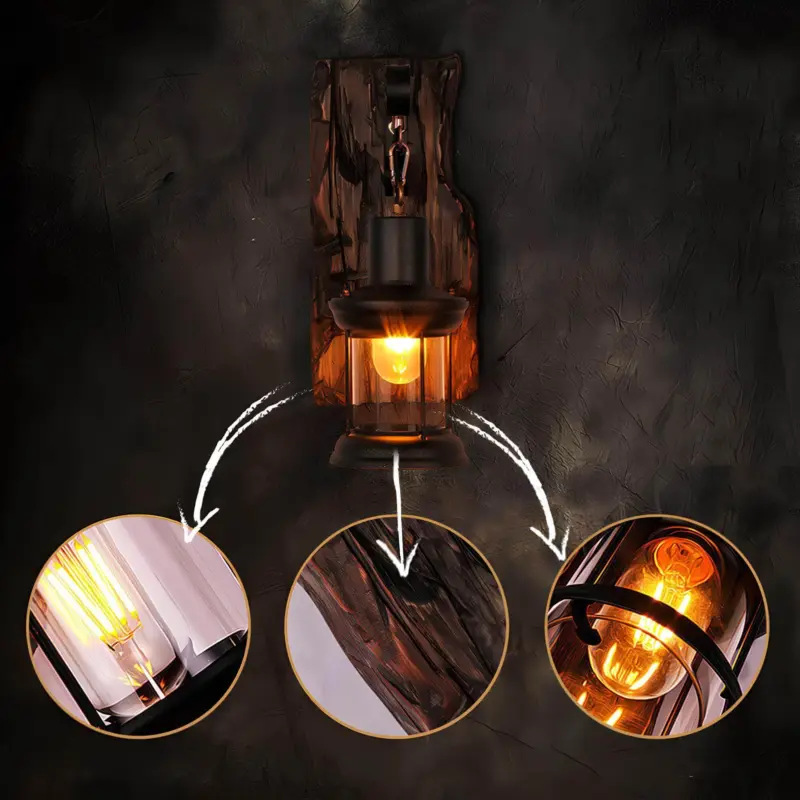Lichtglas zylinder wandlampe holzsockel elegant transparent xLumina