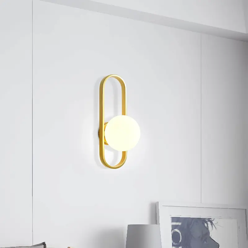 Lichtkreis moderne wandlampe mit glaskugel weiss schwarz gold 22cm 28cm wandbeleuchtung led xlumina2