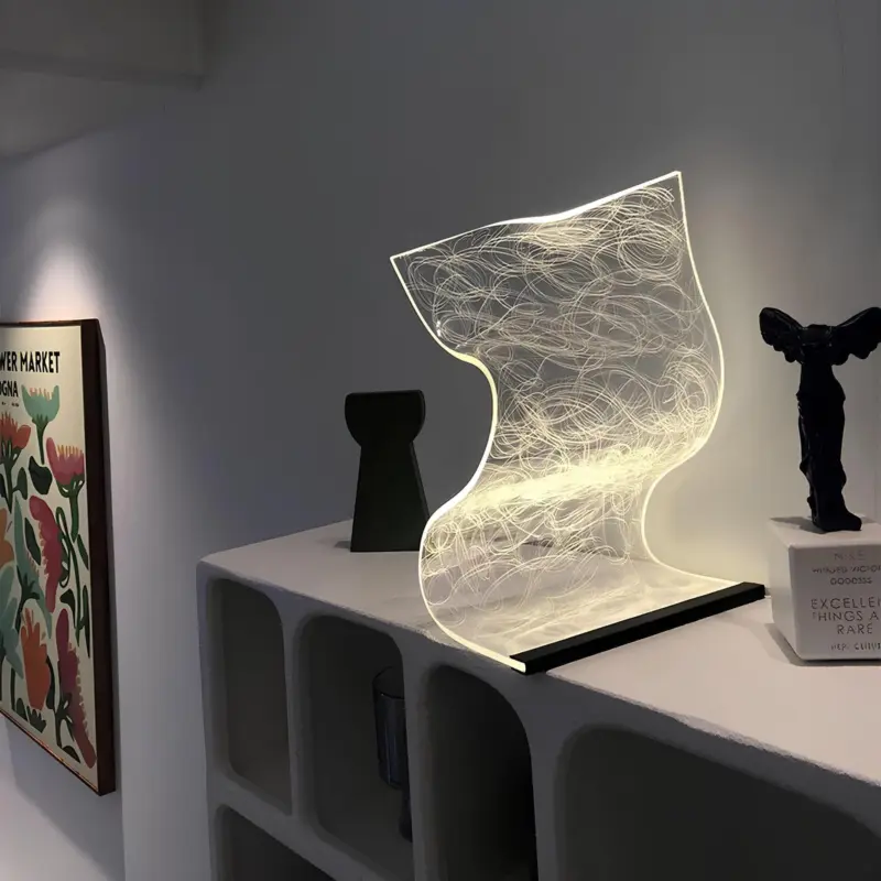 Lichtschlank acryl led tischlampe elegantes modernes design energiesparende beleuchtung xlumina