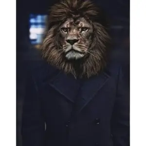 Lion in Overcoat Poster | Wall Art Posters And Prints Animal Canvas Painting