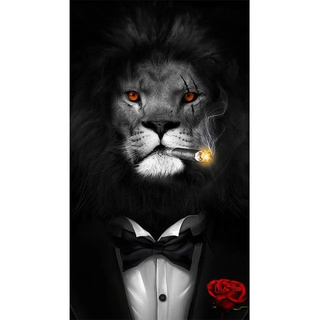 Lion Smoking Cigar In Tuxedo Poster Wall Art Posters And Prints Animal 143171