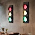 Loft industrial style stoplight wall light